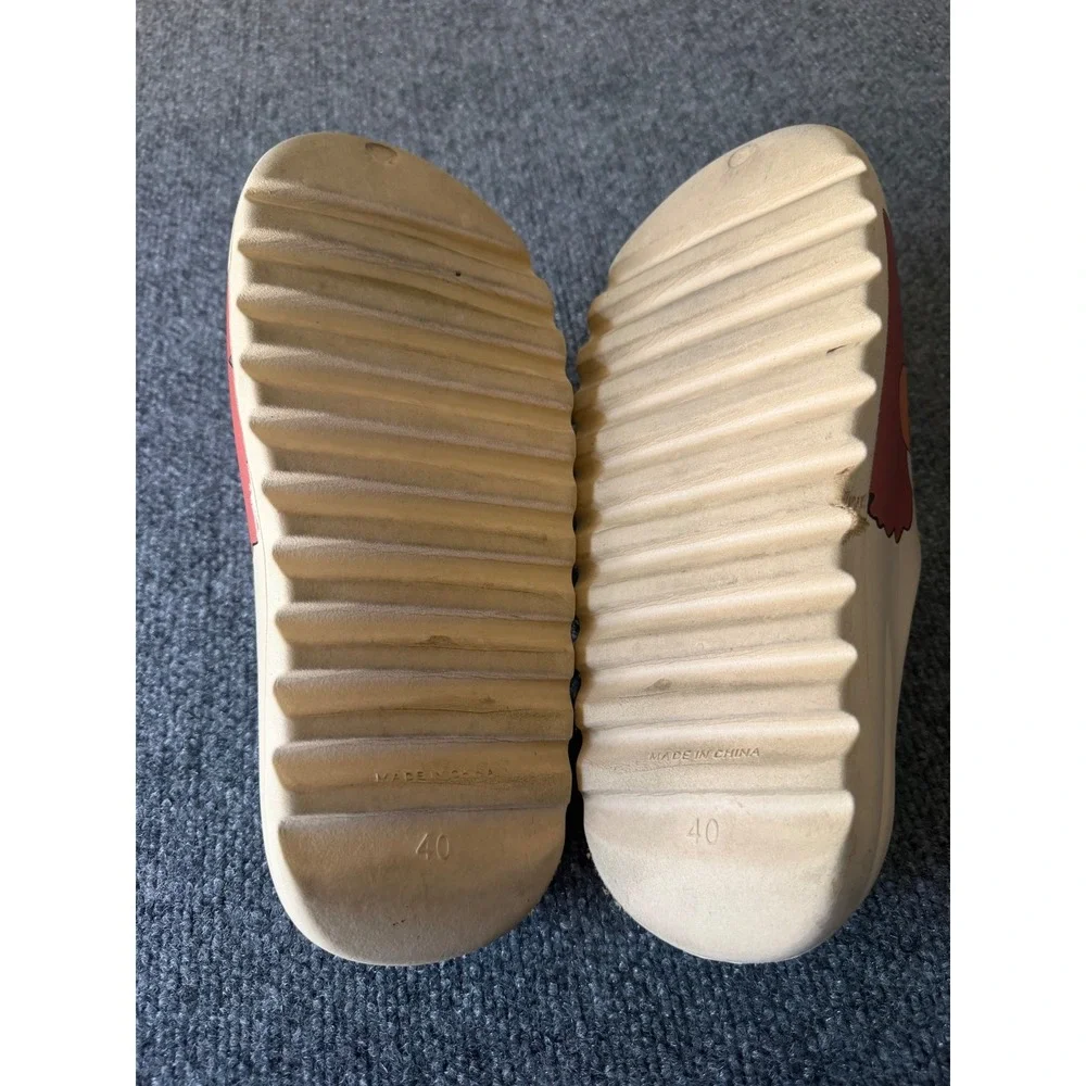 Men's Beige KAWS Graphic Slide Sandals Foam Upper Comfort Slip-On 7.5/8
